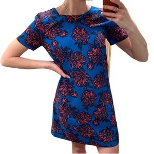 J. CREW Floral Blue and Red Dress